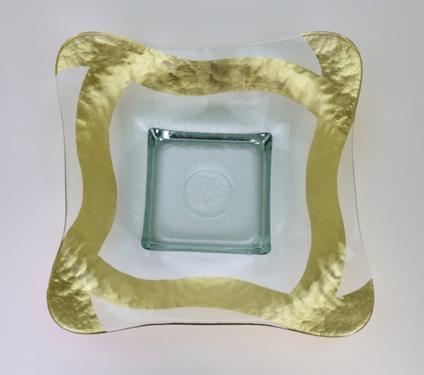 17 in. Square Butterfly Glass Bowl