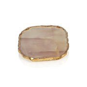 Agate Marble Glass Coaster with Gold Rim